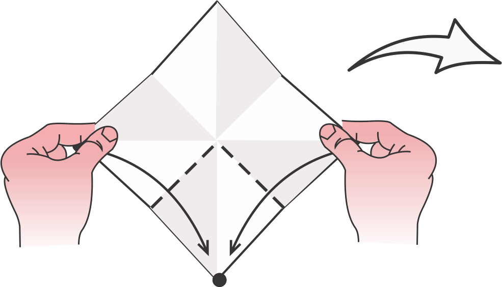 Lleva las esquinas laterales hacia abajo