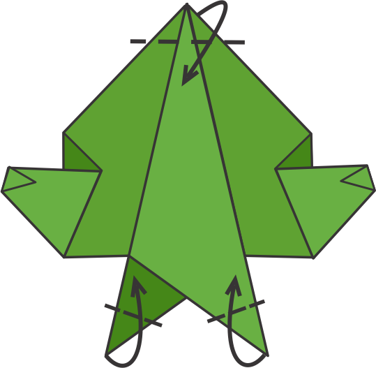 Dobla la punta superior hacia abajo y las esquinas inferiores hacia arriba