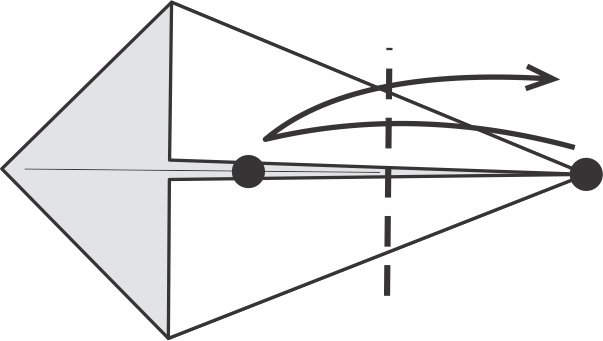 Dobla la punta derecha hacia el centro y desdóblala