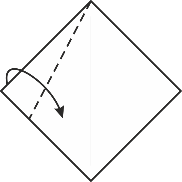 Dobla la esquina izquierda cerca del centro (sin tocarlo)