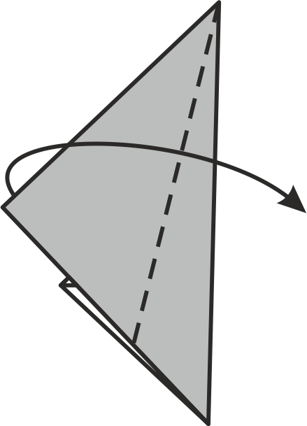 Dobla la punta hacia la derecha siguiendo la línea marcada