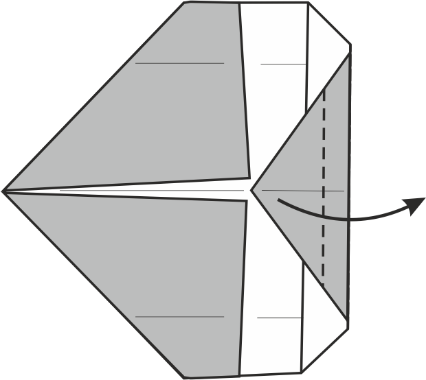 Fold the tip slightly back to the right